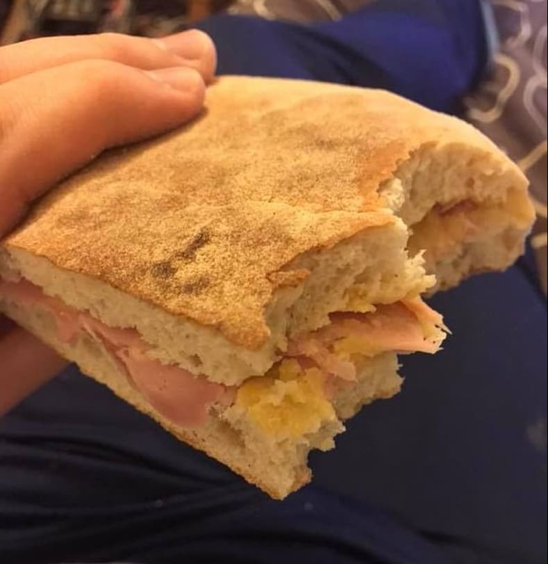 A ham and pease pudding stottie from Greggs